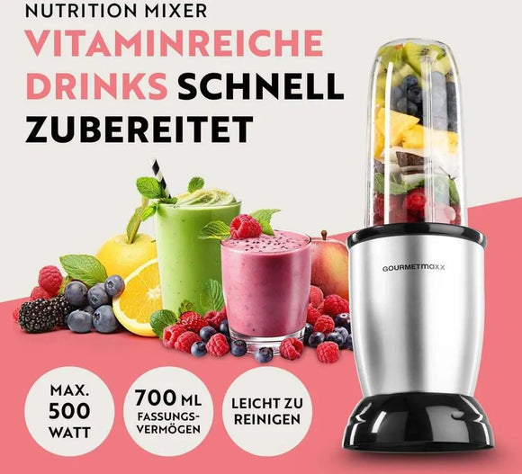GOURMETmaxx Nutri Mixer Standmixer Smoothie Shakes Pürierer Zerkleinerer 700ml