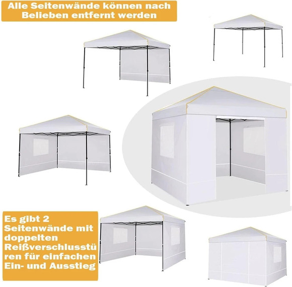 Faltpavillon 3x3m Wasserdicht Stabil UV-Schutz Outdoor Gartenzelt Weiß
