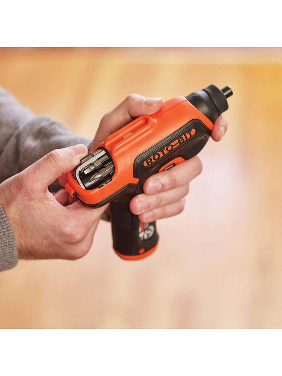 Black + Decker CS36BS Akkuschrauber 3,6V Schraubendreher mit 8 Roto Bit LED 5Nm