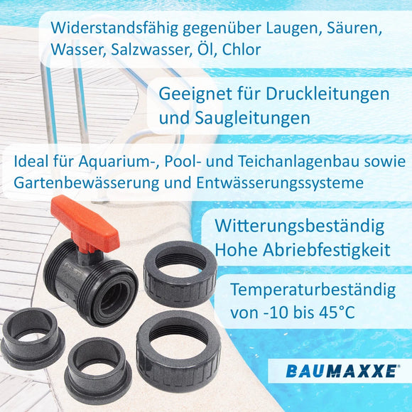 PVC-Kugelhahn Klebemuffe Absperrhahn 2-Wege Plimex Maitec PVC-Rohr Kugelschieber