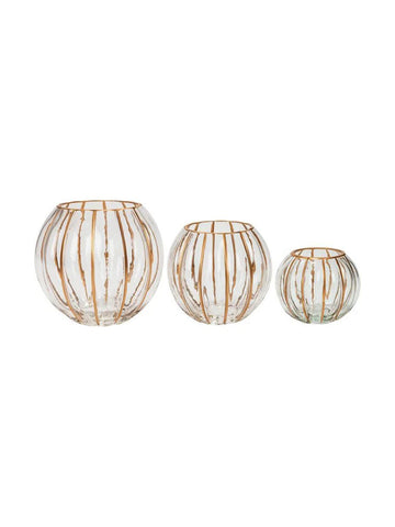 Windlichter aus Glas 3er Set Teelichter 10,5x9 cm 14x12,5 cm 17x15,5 cm