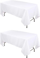 2er-Pack weiße Polyester-Tischdecken 152 × 260 cm Knitterfrei Abwaschbar Feier-1