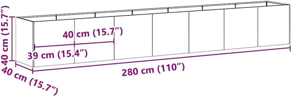 vidaXL Pflanzkübel Pflanzschale Hochbeet Garten Stahl Schwarz 280x40x40 cm