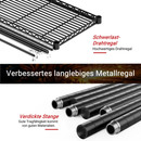 4-stufiges Höhenverstellbares Schwerlastregal 152x35,5x152 cm bis 544kg Schwarz-4