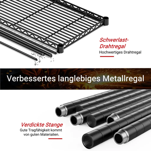 4-stufiges Höhenverstellbares Schwerlastregal 152x35,5x152 cm bis 544kg Schwarz