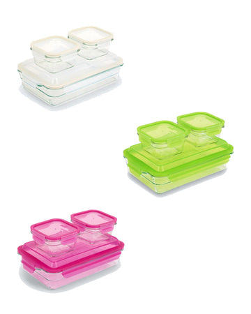 Glasdosen-Set Frischhaltedosen 3tlg Glas Luftdicht Auslaufsicher Mikrowellenfest