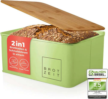 Lumaland Brotkasten Metall mit Bambusdeckel