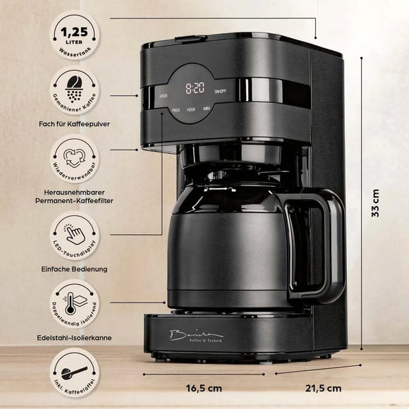 Barista Filterkaffeemaschine LED-Display 900W Schwarz