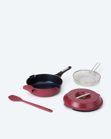 Kaufen rot Omnipfanne Bratpfanne Grillpfanne 10-in-1 Pfanne mit Frittierkorb 5tlg Grillen