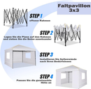 Faltpavillon 3x3m Wasserdicht Stabil UV-Schutz Outdoor Gartenzelt Weiß-4