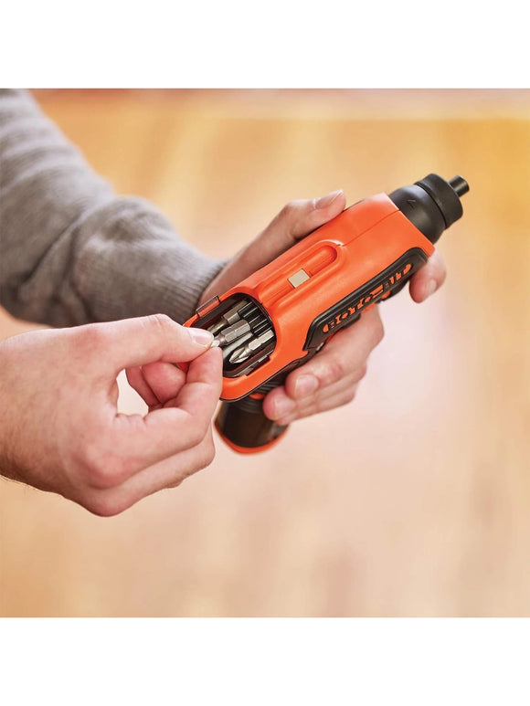 Black + Decker CS36BS Akkuschrauber 3,6V Schraubendreher mit 8 Roto Bit LED 5Nm