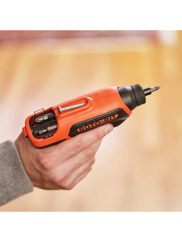 Black + Decker CS36BS Akkuschrauber 3,6V Schraubendreher mit 8 Roto Bit LED 5Nm