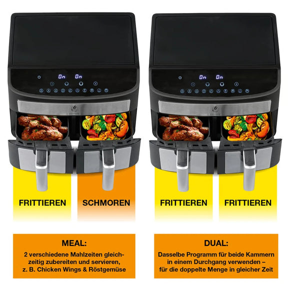 Kochwerk Heißluftfritteuse Doppelkammer Airfryer 7L