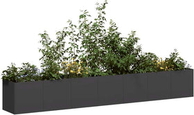 vidaXL Pflanzkübel Pflanzschale Hochbeet Garten Stahl Schwarz 280x40x40 cm