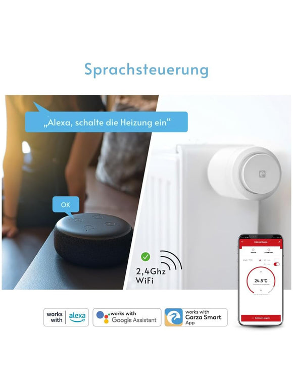 Garza Starter Kit Zigbee 3.0 Smart Thermostatkopf mit Bridge App Alexa Google