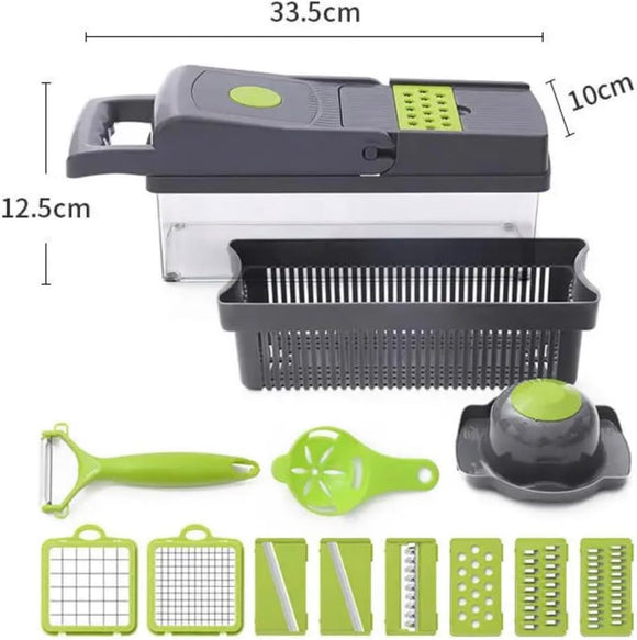 Veggie Manueller Gemüseschneider 14-in-1 Kartoffelschneider Messerreibe Edelstahl