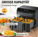 GOURMETmaxx Heißluftfritteuse Doppelkammer 7L-4
