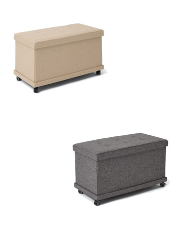 Sitz- und Aufbewahrungsbank Hocker 2-Sitzer Faltbar mit Rollen Traglast 200 kg