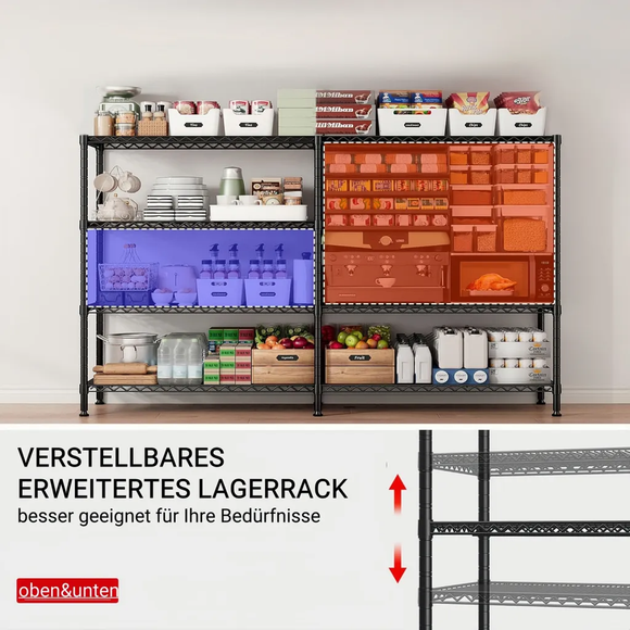 4-stufiges Höhenverstellbares Schwerlastregal 152x35,5x152 cm bis 544kg Schwarz