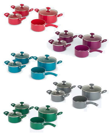 Topfset 7tlg. mit Glasdeckel Soft-Touch-Griffe Induktion 16 - 24 cm Kochen Küche