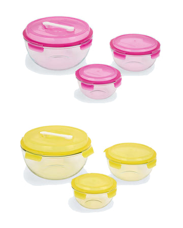 Schüssel-Set Frischhaltedose mit Griff 3tlg Auslaufsicher Luftdicht Hartglas