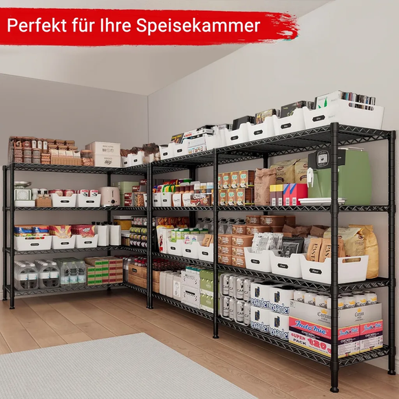 4-stufiges Höhenverstellbares Schwerlastregal 152x35,5x152 cm bis 544kg Schwarz
