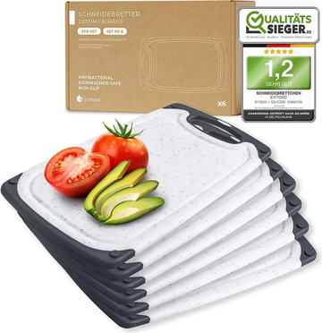 Kaufen weiss Exitoso Schneidebrett 6er Set Kunststoff Küchenbrett 25 x15 cm Spülmaschinenfest