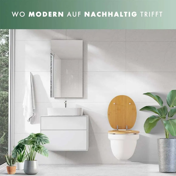 Benkstein WC Sitz Bambus Toiletten Deckel