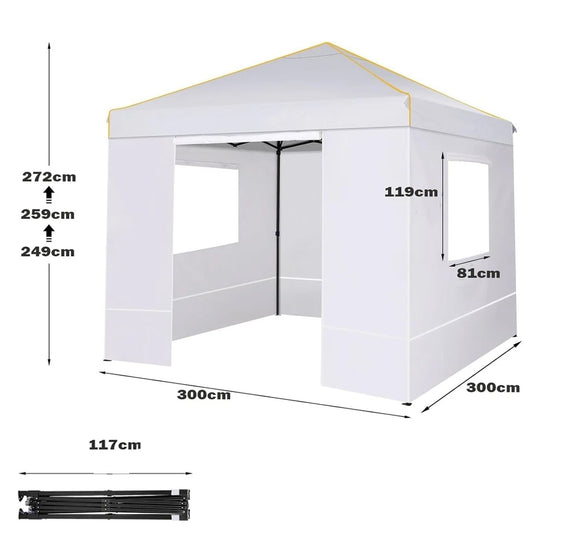 Faltpavillon 3x3m Wasserdicht Stabil UV-Schutz Outdoor Gartenzelt Weiß