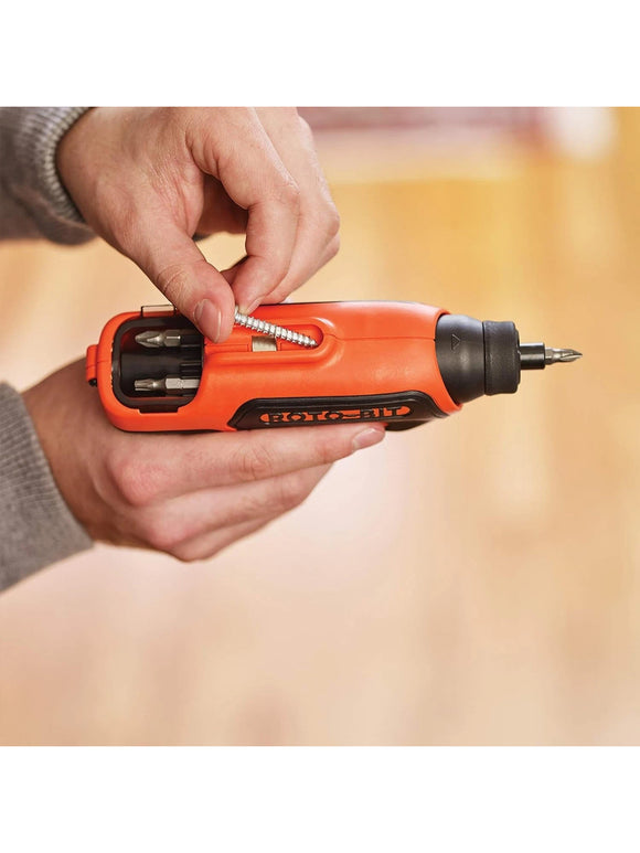 Black + Decker CS36BS Akkuschrauber 3,6V Schraubendreher mit 8 Roto Bit LED 5Nm