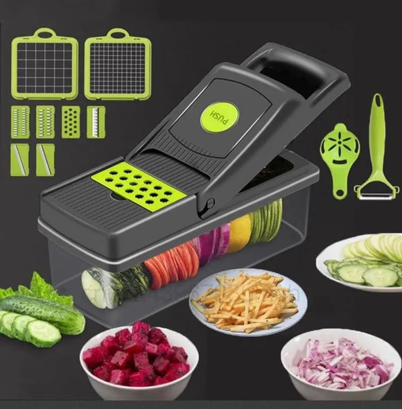 Veggie Manueller Gemüseschneider 14-in-1 Kartoffelschneider Messerreibe Edelstahl