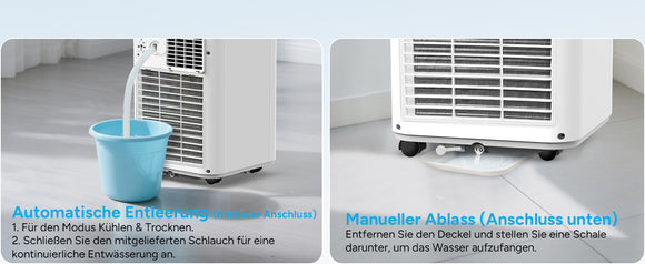 DR.PREPARE Mobiles Klimagerät 7000 BTU 4 in 1 Mobile Klimaanlage Fernbedienung