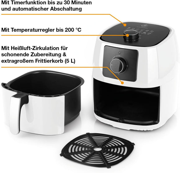 KOCHWERK Digitale Heißluftfritteuse 5L Grillen Backen & Erhitzen mit Timer 1400W