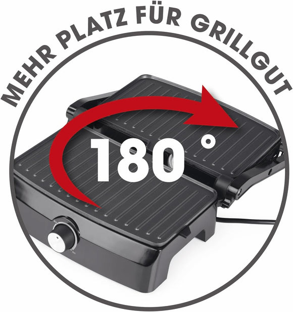 GOURMETmaxx Kontaktgrill mit Antihaftbeschichtung 1000W 180°-Öffnung Cool-Touch