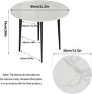 FATIVO Esstisch runder Esszimmertisch Küchentisch Marmor 80 cm Hochglanz Weiß-3