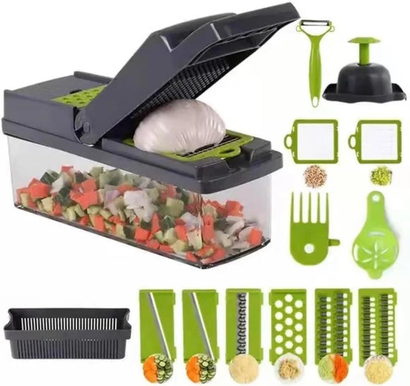 Veggie Manueller Gemüseschneider 14-in-1 Kartoffelschneider Messerreibe Edelstahl