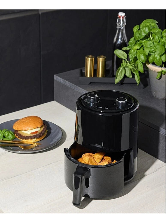 Heißluftfritteuse 1,8L Fritteuse Air Fryer Backofen mit Timer Ölfrei Schwarz