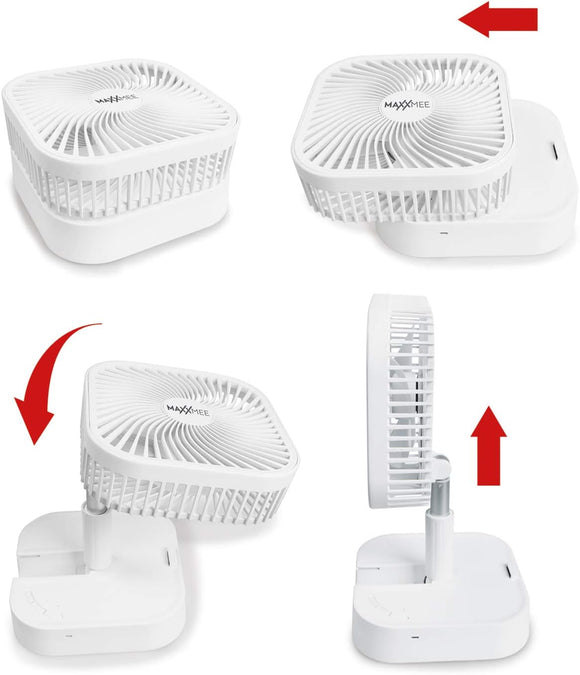 Standventilator Tisch-Ventilator 20cm Teleskop Lüfter Akku Leise Reise Kühler