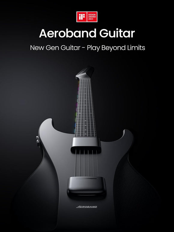 AeroBand Akustik-Elektro-Reisegitarre Saitenlos Abnehmbares Griffbrett Schwarz