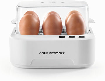 GOURMETmaxx Sprechender Eierkocher für 6 Eier mit Eierstecher und Messbecher