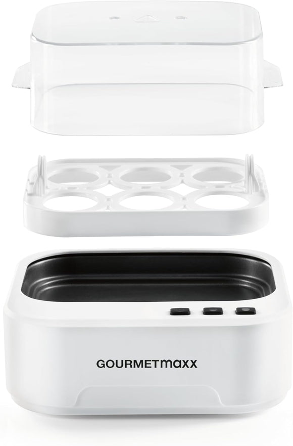 GOURMETmaxx Sprechender Eierkocher für 6 Eier mit Eierstecher und Messbecher