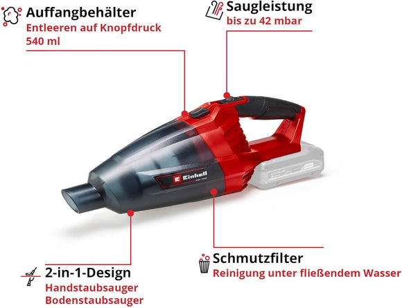 Einhell Akku-Handstaubsauger TE-VC 18 Li mit 18V 2,5ah Akku