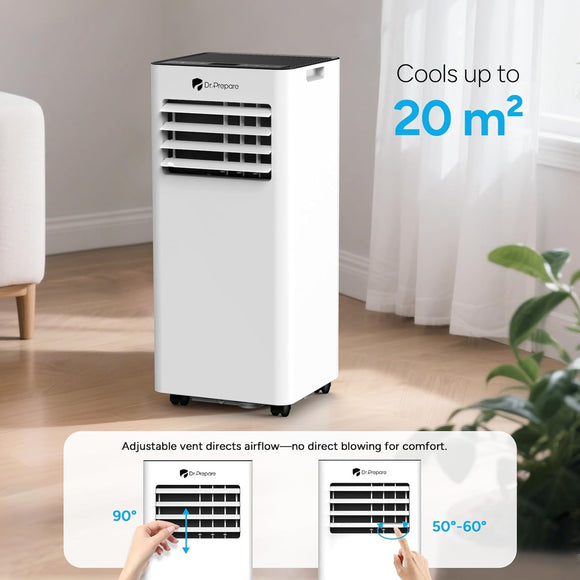 DR.PREPARE Mobiles Klimagerät 7000 BTU 4 in 1 Mobile Klimaanlage Fernbedienung
