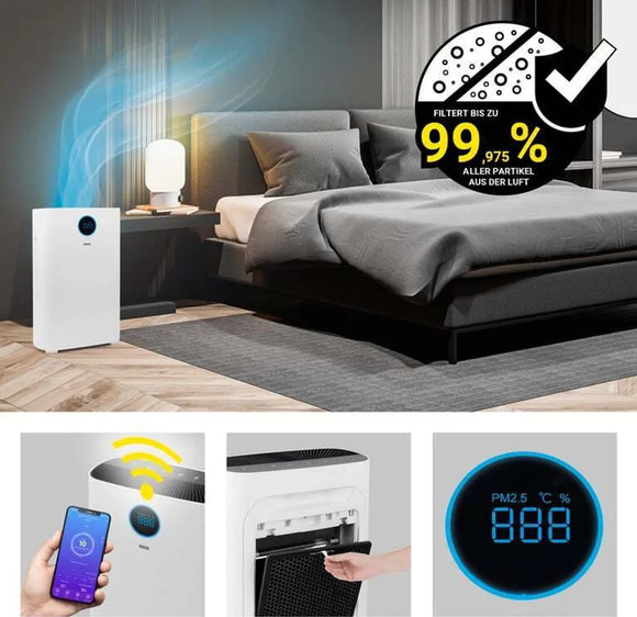 N8WERK Luftreiniger Mittel HEPA Filter Ionisator Aktivkohle UV-Licht Pollenfilter