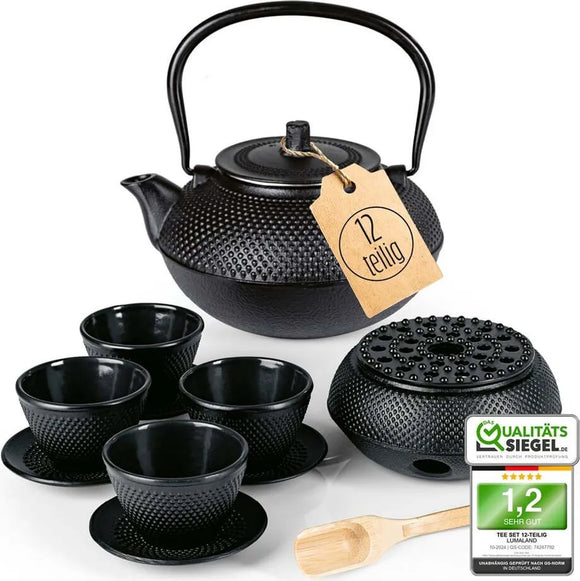 Asia Tee Set 12tlg. Teekanne Tasse Gußeisen