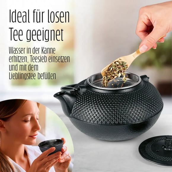 Asia Tee Set 12tlg. Teekanne Tasse Gußeisen