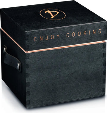 DeWok Transportbox Single Set Box Transportkiste Holz Leder schwarz 21x21x21 cm