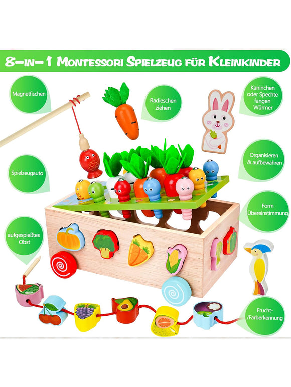 Montessori Lern-Spielzeug Koordination Kinder Baby 8-in-1 Holzspielzeug Bauernhof