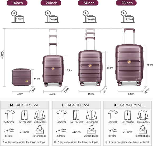 Sea choice Hartschalenkoffer Set 4 Teilig S/M/L/XL Reisekoffer mit TSA Schloss