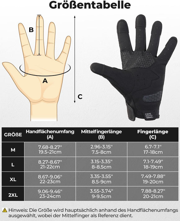 Motorrad Handschuhe Herren PU-Schaum Motorradhandschuhe Touchscreen Anti-Rutsch